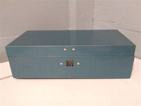 small metal vintage cobination lock box|Antique Metal Lock Box for sale .